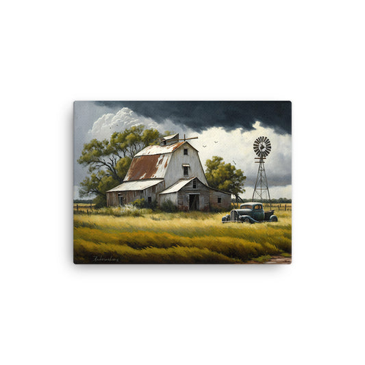 Old Barn Truck Windmill Farm Art Canvas