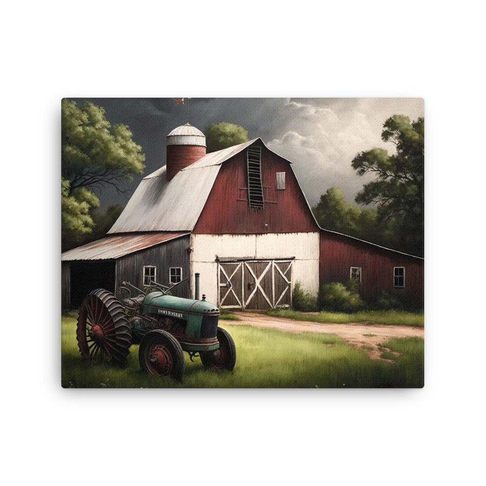 International Tractor Barn Farm Art Canvas