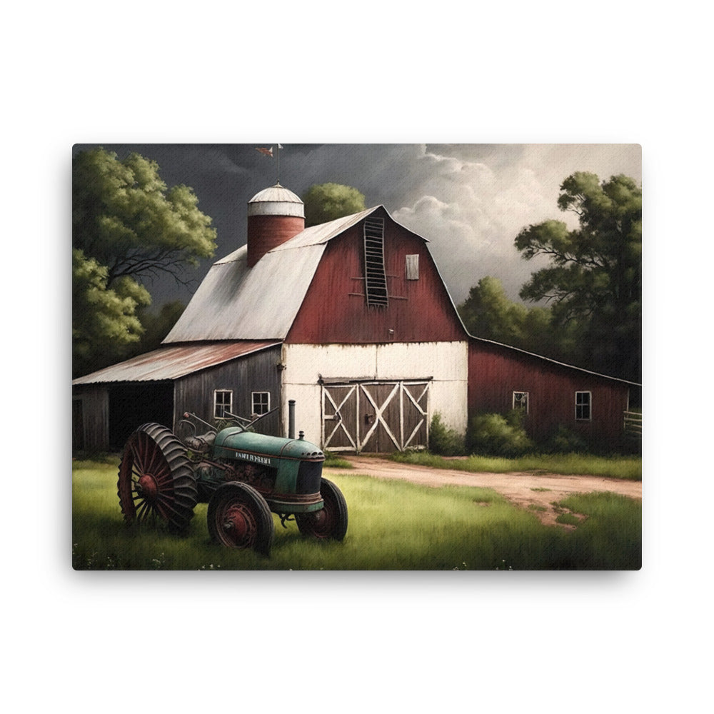 International Tractor Barn Farm Art Canvas