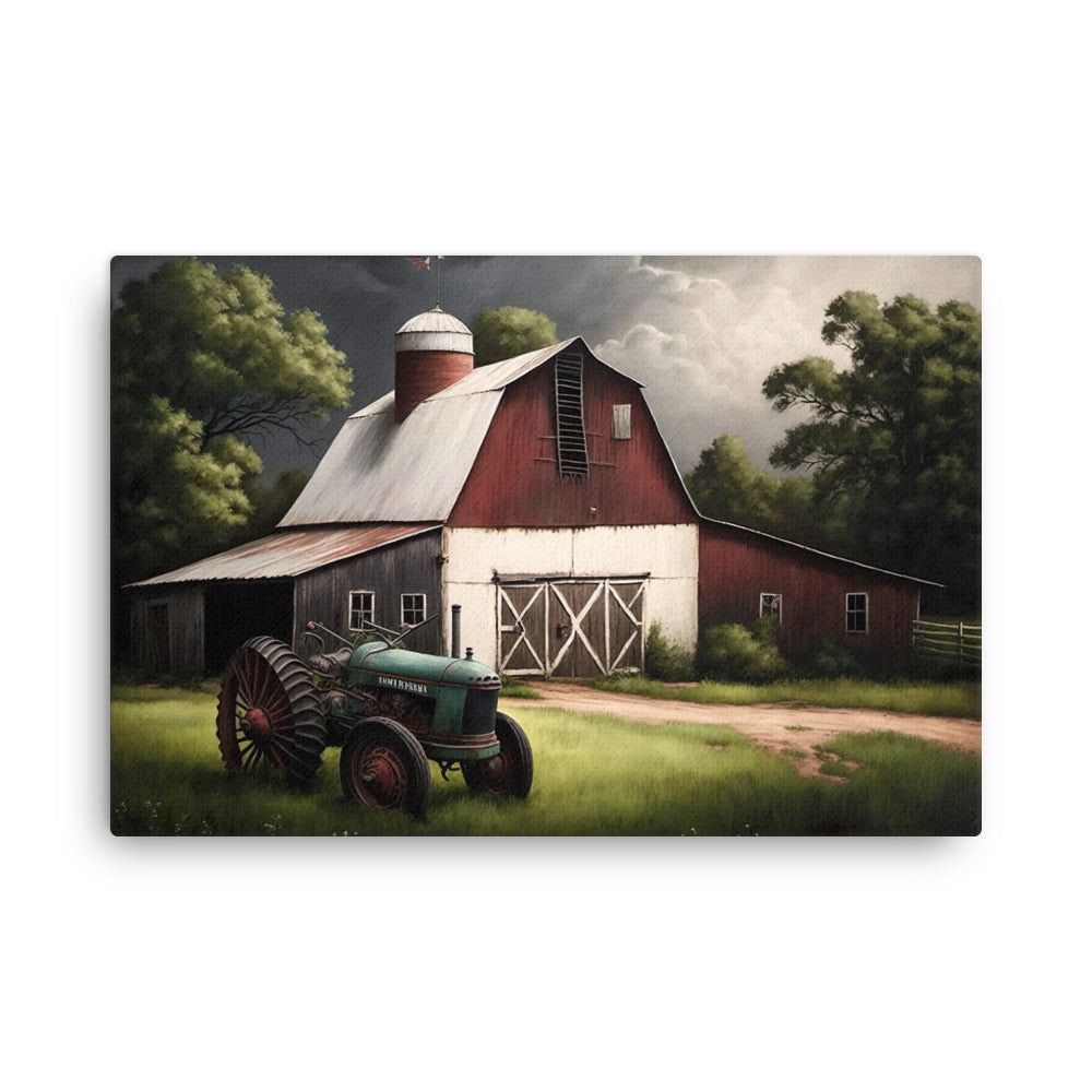 International Tractor Barn Farm Art Canvas